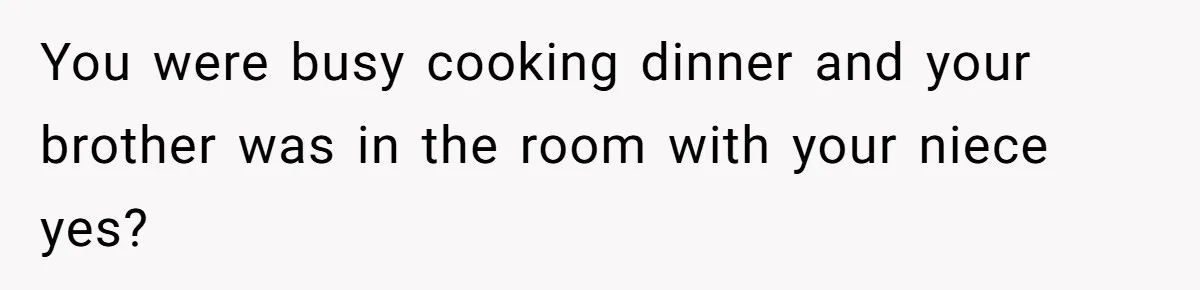 You were busy cooking dinner and your brother was in the room with your niece yes?