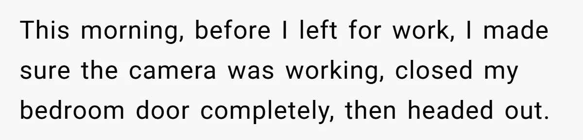 This morning, before I left for work, I made sure the camera was working, closed my bedroom door completely, then headed out.