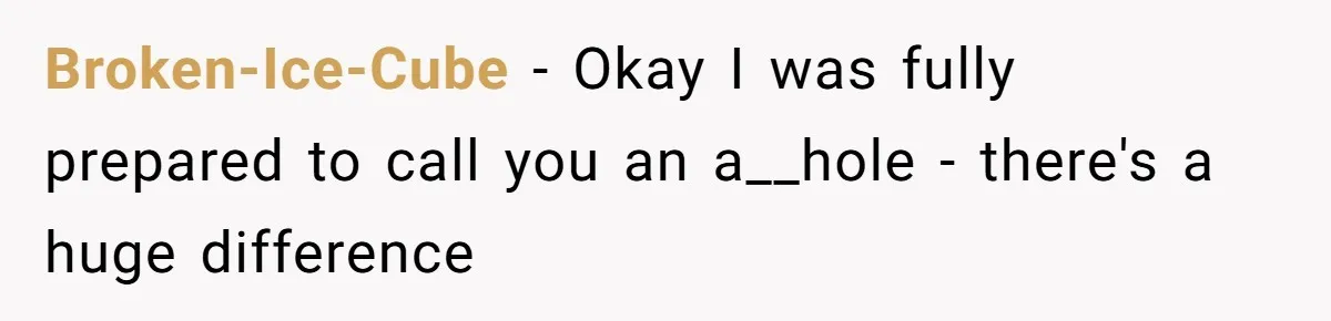 Broken-Ice-Cube − Okay I was fully prepared to call you an a__hole - there's a huge difference