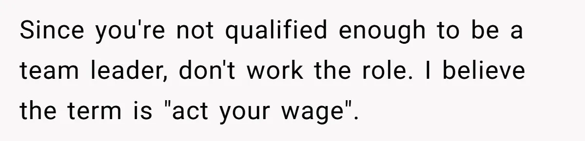 Since you're not qualified enough to be a team leader, don't work the role. I believe the term is "act your wage".