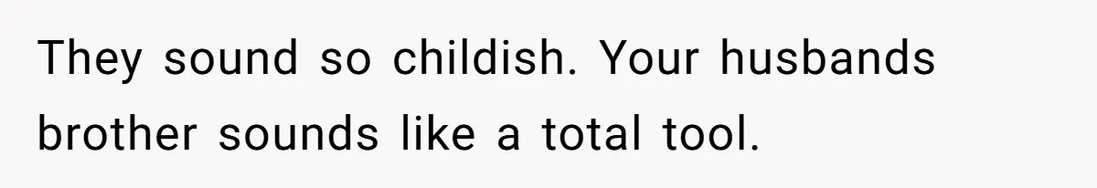 They sound so childish. Your husbands brother sounds like a total tool.