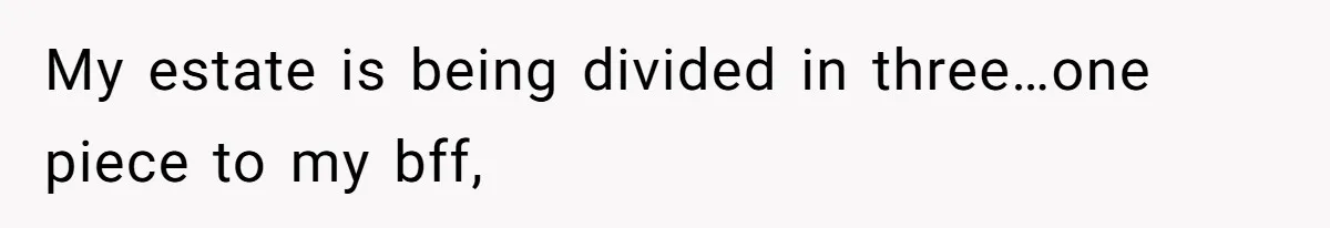 My estate is being divided in three…one piece to my bff,