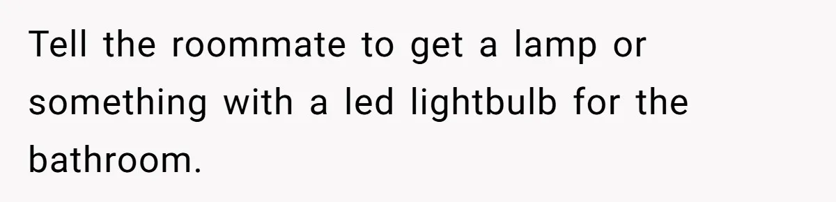 Tell the roommate to get a lamp or something with a led lightbulb for the bathroom.