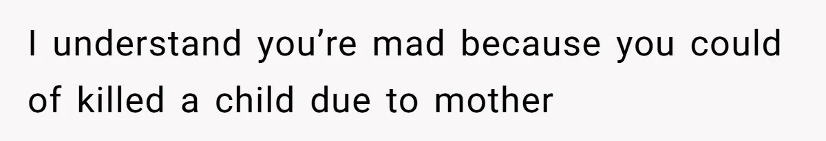 I understand you’re mad because you could of killed a child due to mother