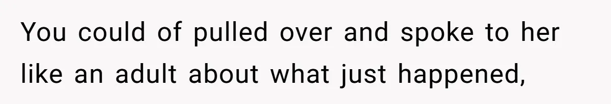 You could of pulled over and spoke to her like an adult about what just happened,