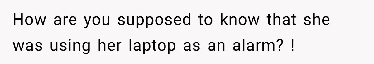 How are you supposed to know that she was using her laptop as an alarm? !