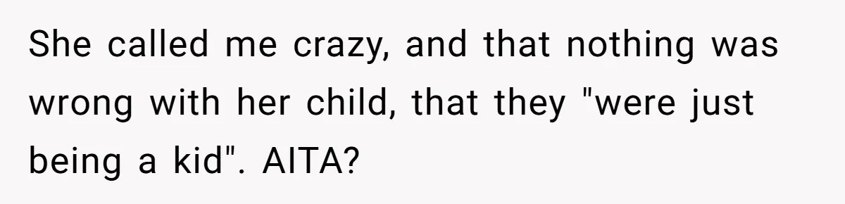 She called me crazy, and that nothing was wrong with her child, that they "were just being a kid". AITA?