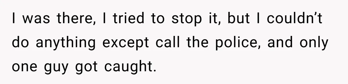 I was there, I tried to stop it, but I couldn’t do anything except call the police, and only one guy got caught.