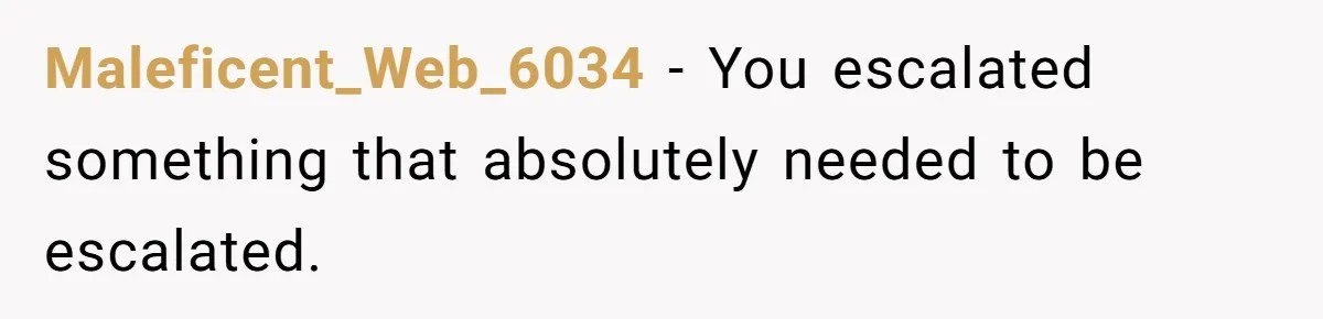Maleficent_Web_6034 − You escalated something that absolutely needed to be escalated.
