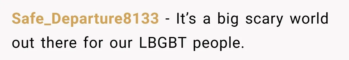 Safe_Departure8133 − It’s a big scary world out there for our LBGBT people.