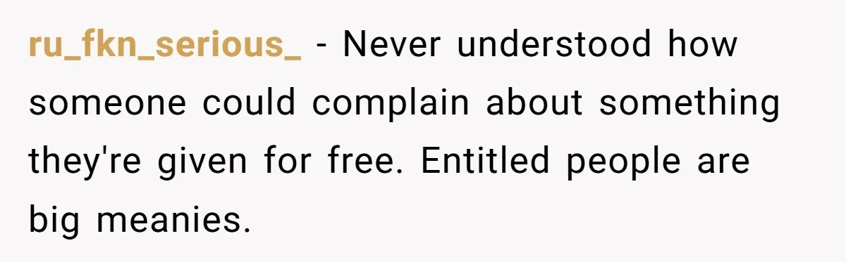 ru_fkn_serious_ − Never understood how someone could complain about something they're given for free. Entitled people are big meanies.