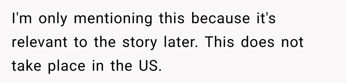 I'm only mentioning this because it's relevant to the story later. This does not take place in the US.