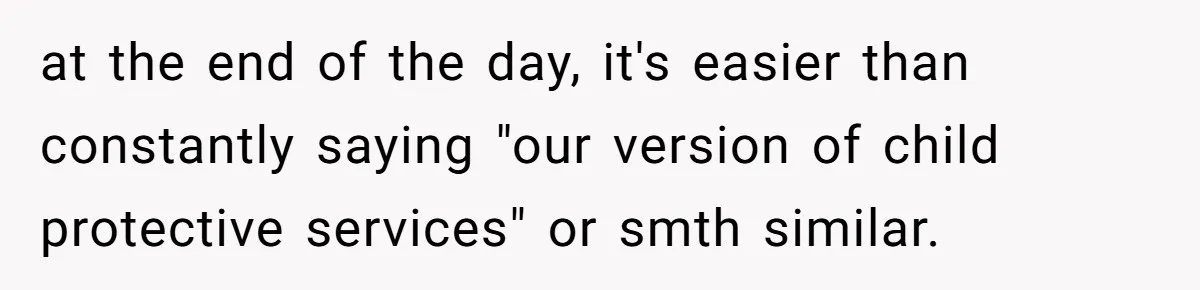 at the end of the day, it's easier than constantly saying "our version of child protective services" or smth similar.