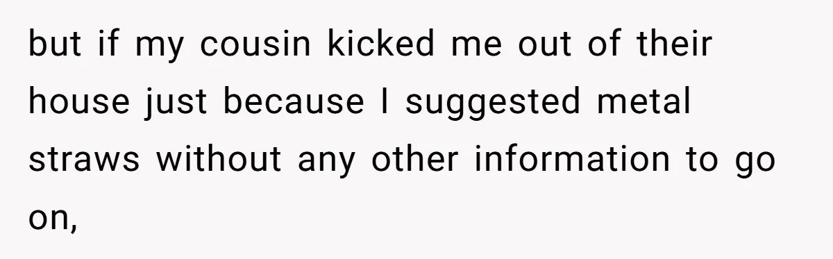 but if my cousin kicked me out of their house just because I suggested metal straws without any other information to go on,