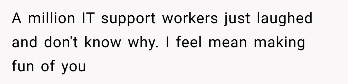 A million IT support workers just laughed and don't know why. I feel mean making fun of you