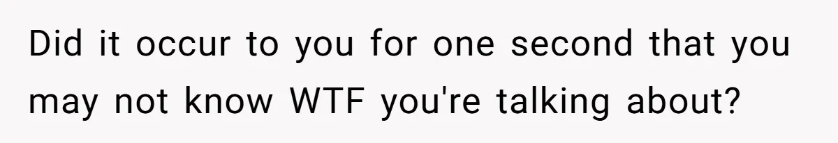 Did it occur to you for one second that you may not know WTF you're talking about?