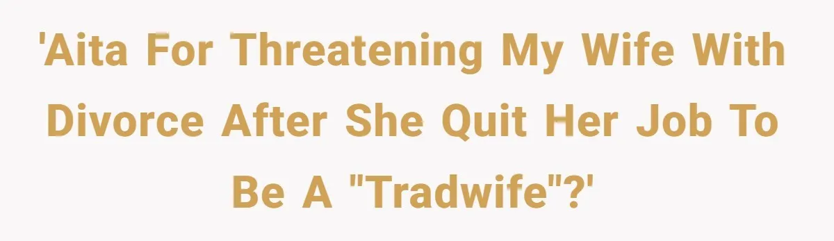 'AITA for threatening my wife with divorce after she quit her job to be a "tradwife"?'