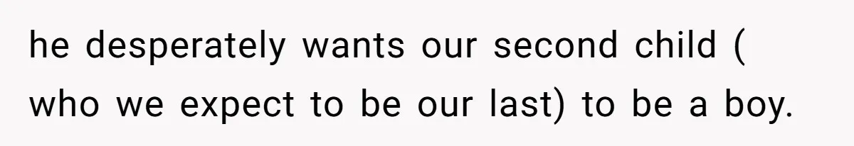he desperately wants our second child ( who we expect to be our last) to be a boy.