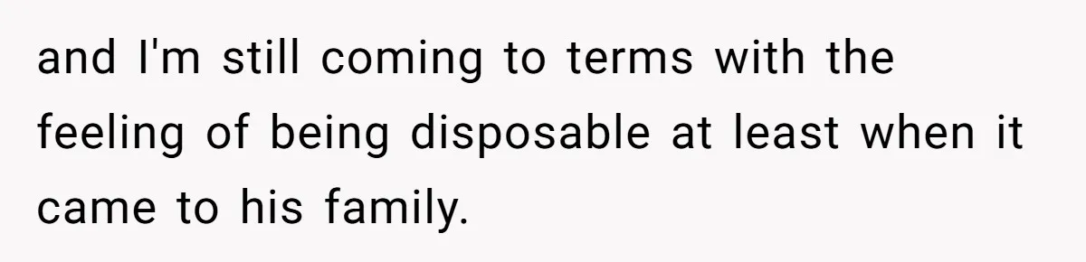 and I'm still coming to terms with the feeling of being disposable at least when it came to his family.