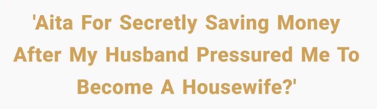 'AITA for secretly saving money after my husband pressured me to become a housewife?'