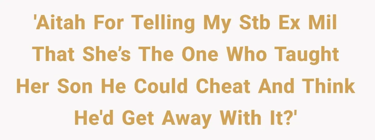 'AITAH for telling my STB EX MIL that she’s the one who taught her son he could cheat and think he'd get away with it?'