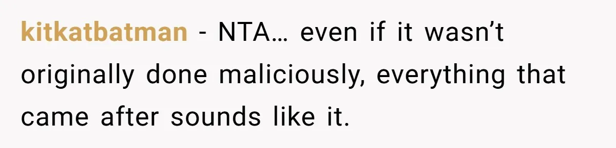 kitkatbatman − NTA… even if it wasn’t originally done maliciously, everything that came after sounds like it.