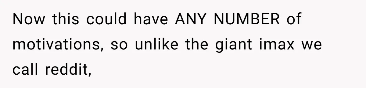 Now this could have ANY NUMBER of motivations, so unlike the giant imax we call reddit,