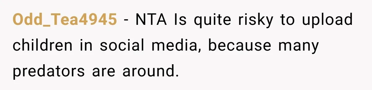 Odd_Tea4945 − NTA Is quite risky to upload children in social media, because many predators are around.