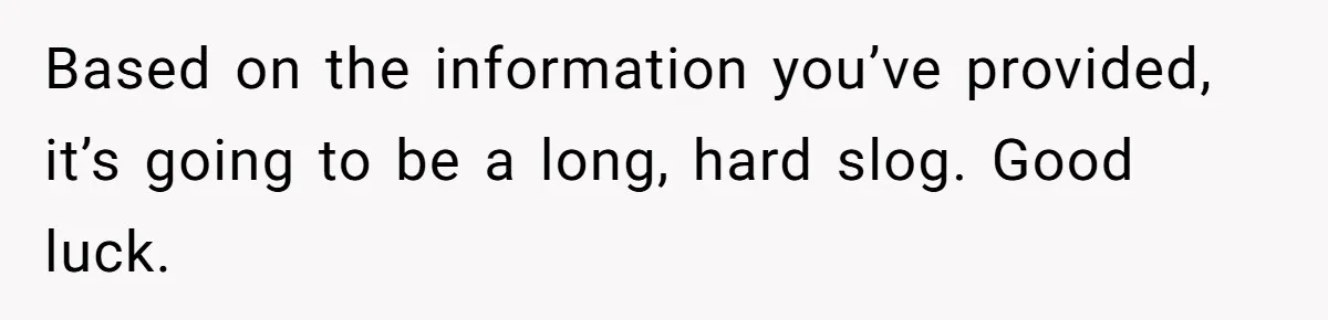 Based on the information you’ve provided, it’s going to be a long, hard slog. Good luck.
