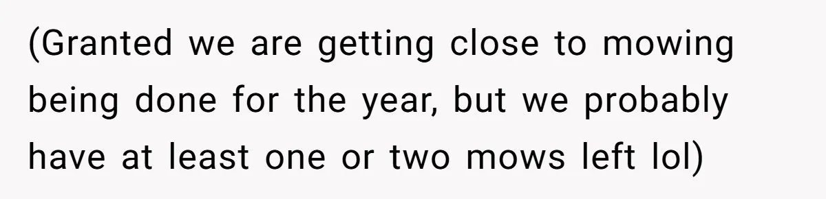(Granted we are getting close to mowing being done for the year, but we probably have at least one or two mows left lol)