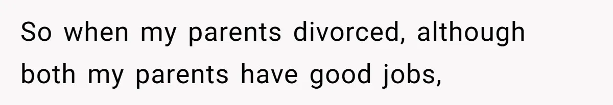 So when my parents divorced, although both my parents have good jobs,