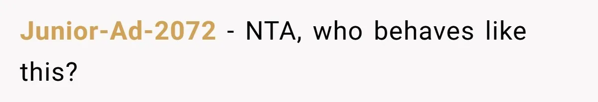 Junior-Ad-2072 − NTA, who behaves like this?