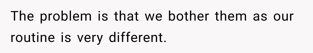 The problem is that we bother them as our routine is very different.