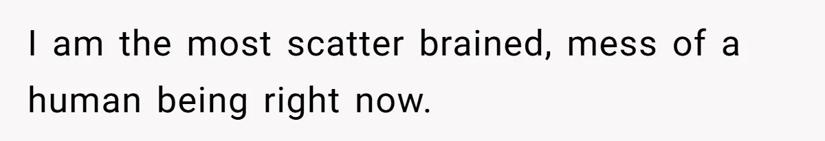 I am the most scatter brained, mess of a human being right now.