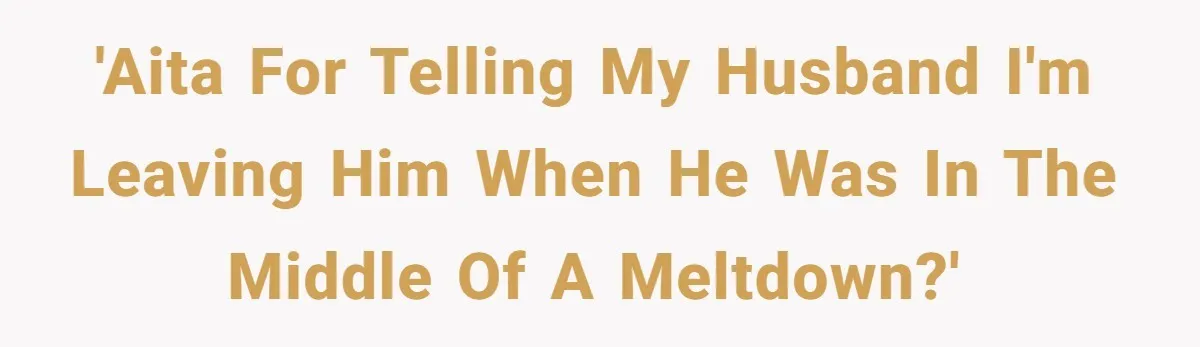 'AITA for telling my husband I'm leaving him when he was in the middle of a meltdown?'