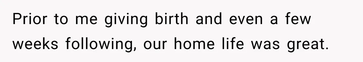 Prior to me giving birth and even a few weeks following, our home life was great.