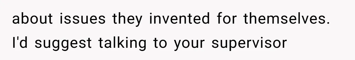 about issues they invented for themselves. I'd suggest talking to your supervisor