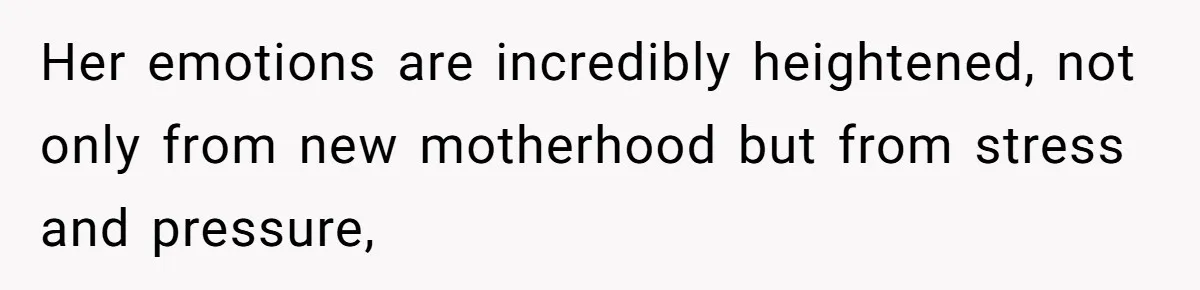 Her emotions are incredibly heightened, not only from new motherhood but from stress and pressure,