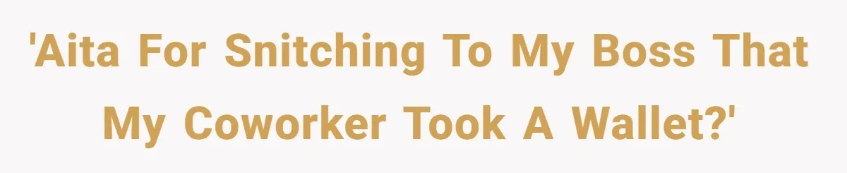 'AITA for snitching to my boss that my coworker took a wallet?'
