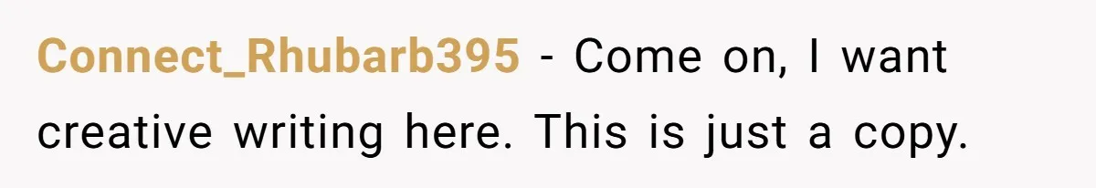 Connect_Rhubarb395 − Come on, I want creative writing here. This is just a copy.
