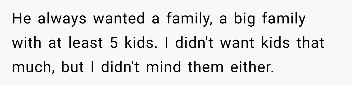 He always wanted a family, a big family with at least 5 kids. I didn't want kids that much, but I didn't mind them either.
