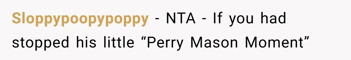 Sloppypoopypoppy − NTA - If you had stopped his little “Perry Mason Moment”