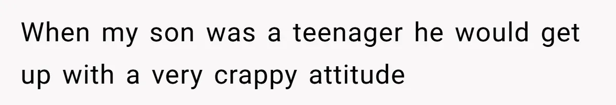 When my son was a teenager he would get up with a very crappy attitude