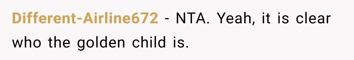 Different-Airline672 − NTA. Yeah, it is clear who the golden child is.