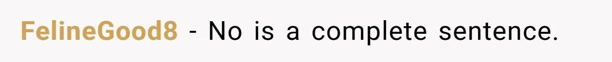 FelineGood8 − No is a complete sentence.