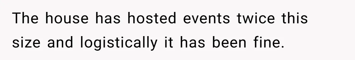 The house has hosted events twice this size and logistically it has been fine.
