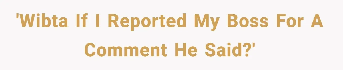 'WIBTA if I reported my boss for a comment he said?'