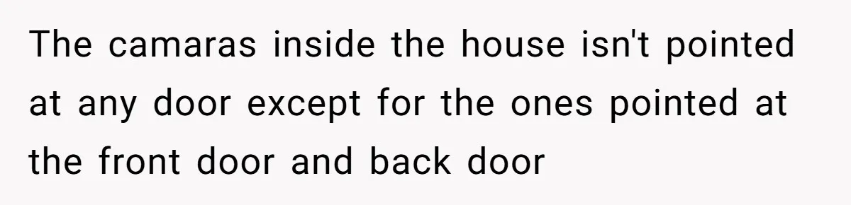 The camaras inside the house isn't pointed at any door except for the ones pointed at the front door and back door