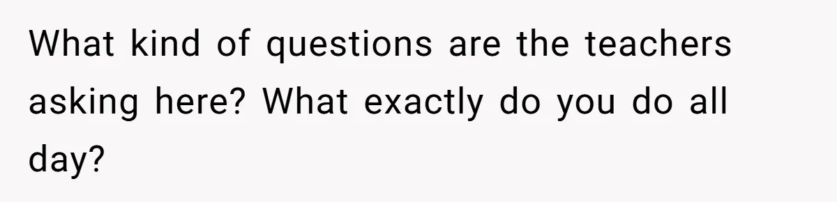 What kind of questions are the teachers asking here? What exactly do you do all day?