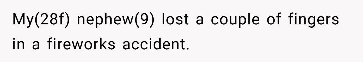 My(28f) nephew(9) lost a couple of fingers in a fireworks accident.